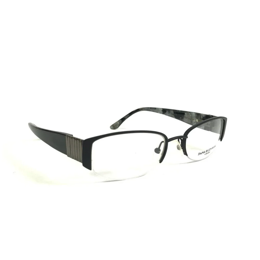 Dana Buchman Eyeglasses Frames Arisia BK Black Rectangle Half Rim 52-18-135